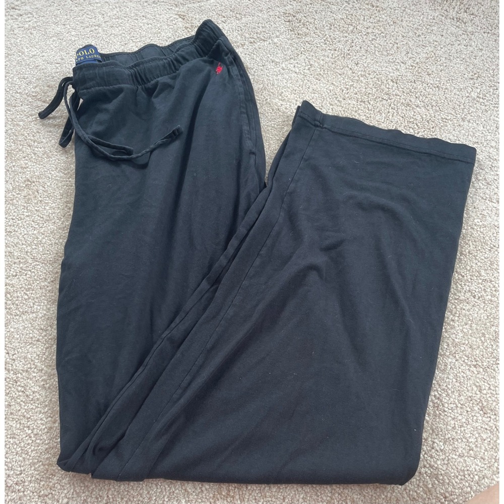Polo Ralph Lauren Mens XL Black Pima Cotton Modal Lounge Sleep‎ Pants Red Pony